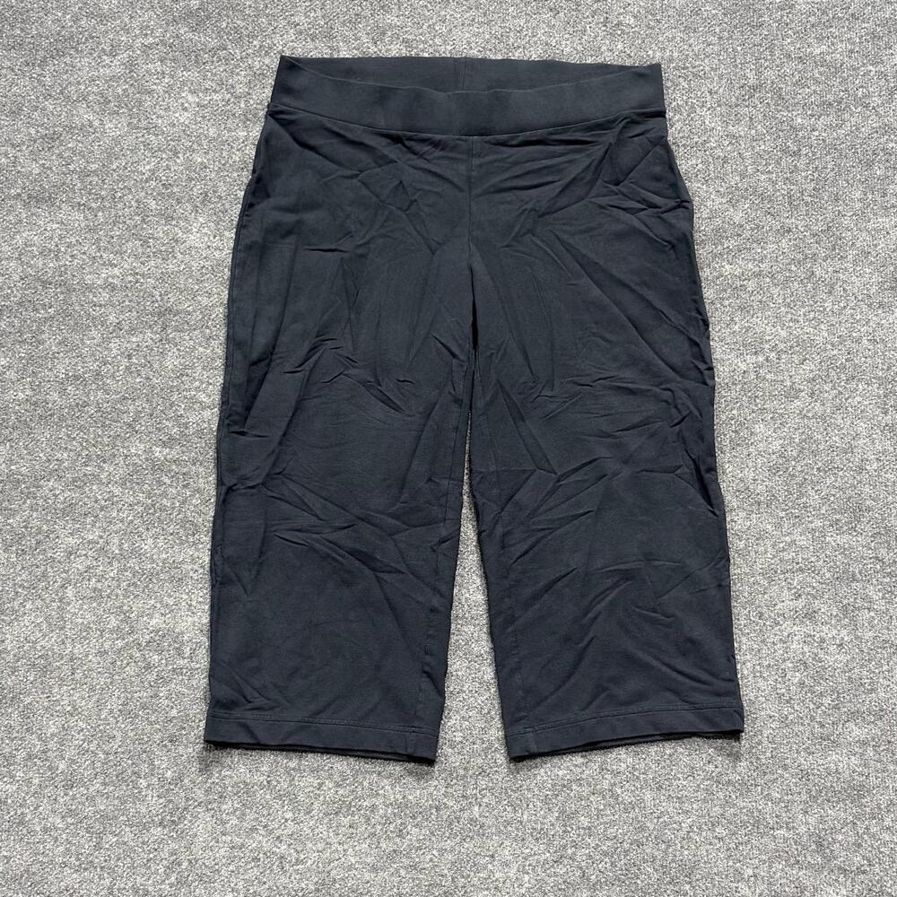Pure Jill Pants Womens 1X Black Full Leg Cropped Jersey Stretch Pull On Comfort